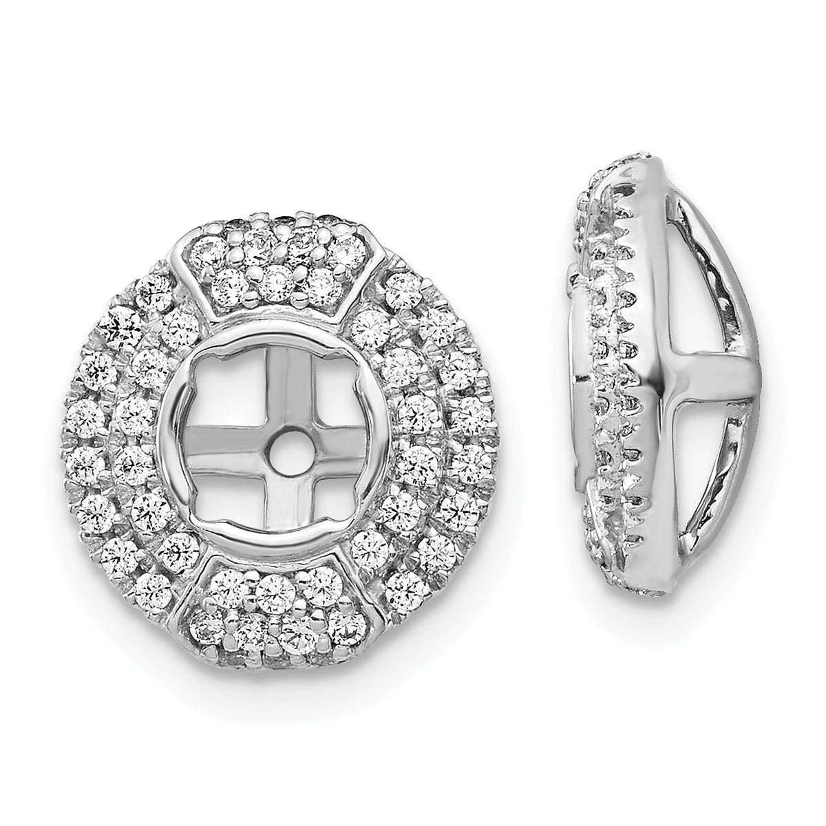 14K White Gold Lab Grown Diamond Round Earring Jackets