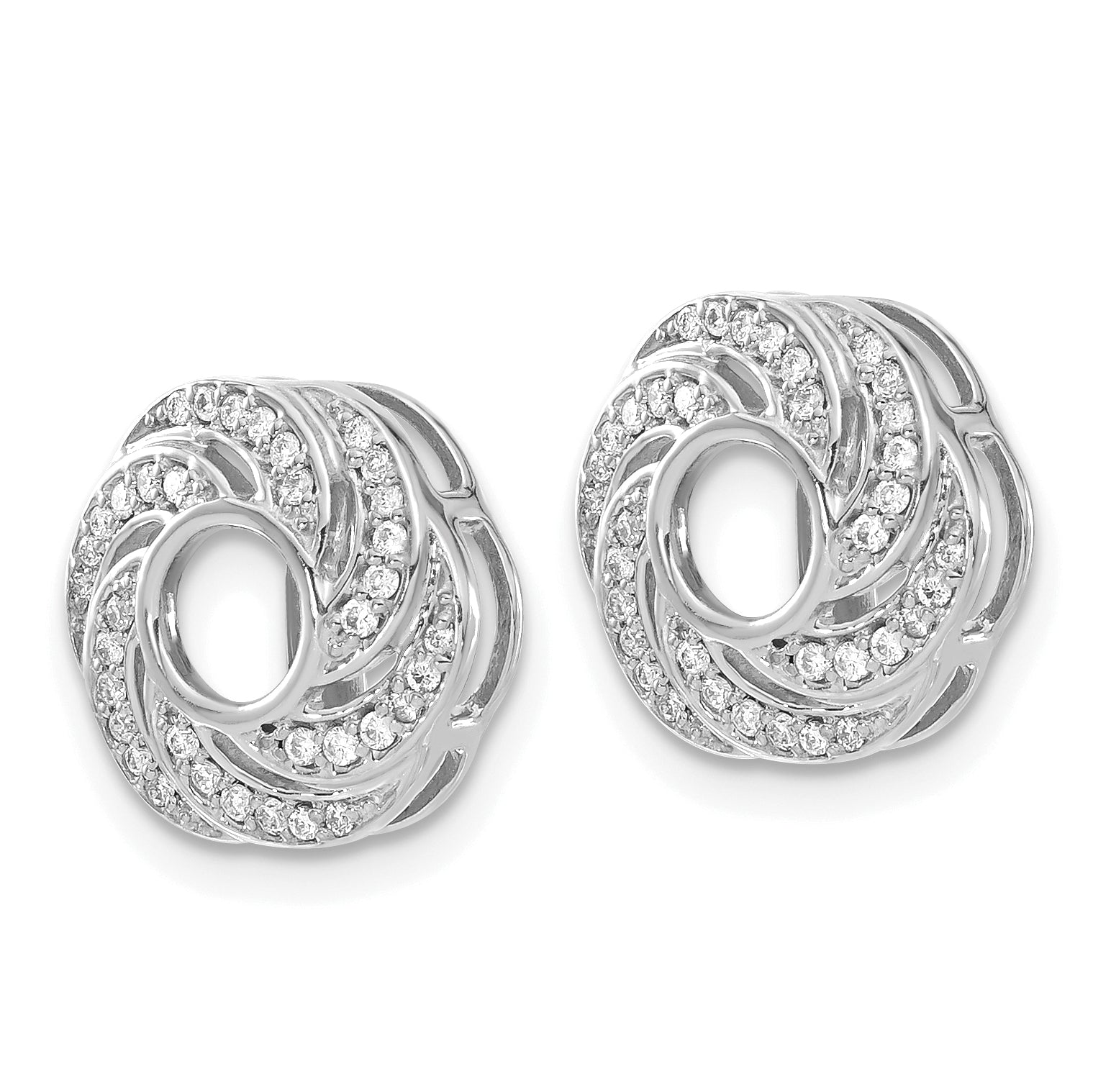 14K White Gold Lab Grown Diamond Swirl Jacket Earrings