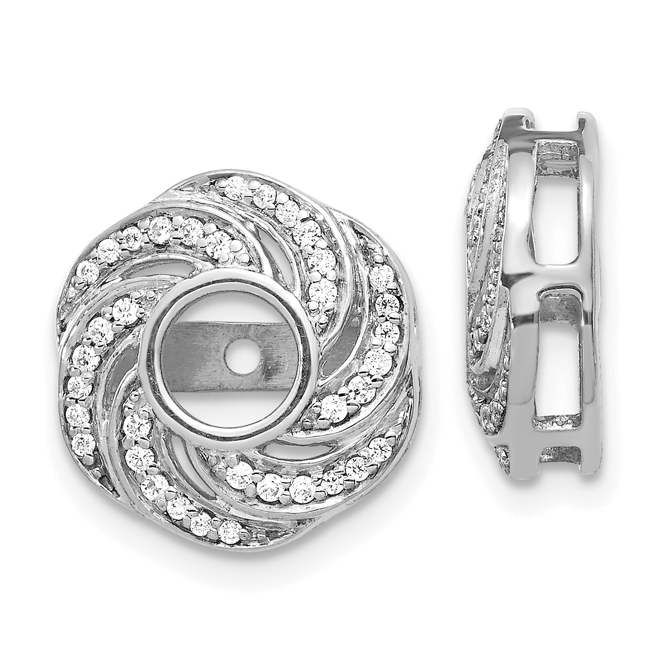 14K White Gold Lab Grown Diamond Swirl Jacket Earrings