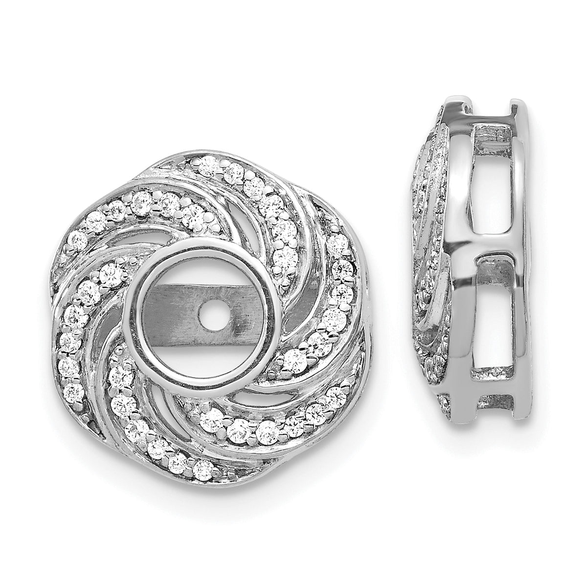 14K White Gold Lab Grown Diamond Swirl Jacket Earrings