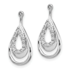 10k White Gold Double Teardrop Diamond Earring Jackets