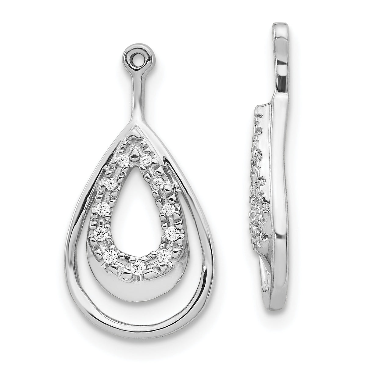 10k White Gold Double Teardrop Diamond Earring Jackets