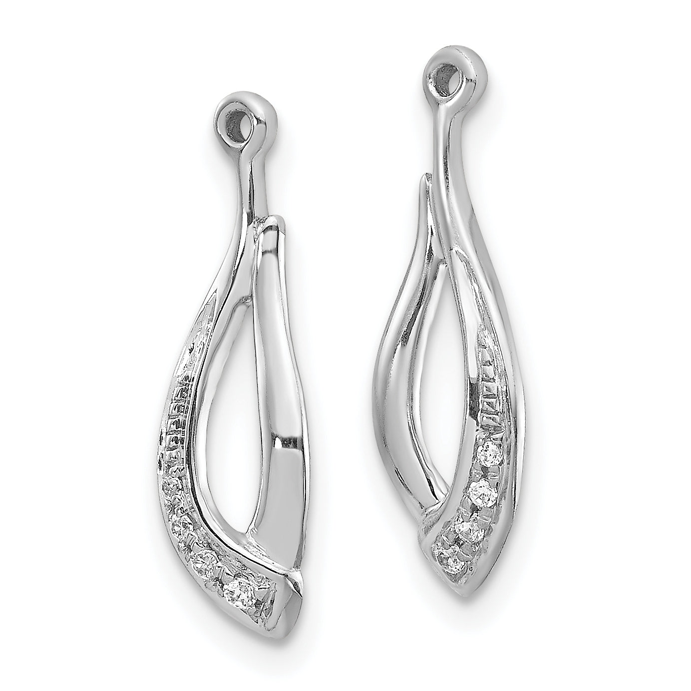 10k White Gold Twisted Teardrop Diamond Earring Jackets