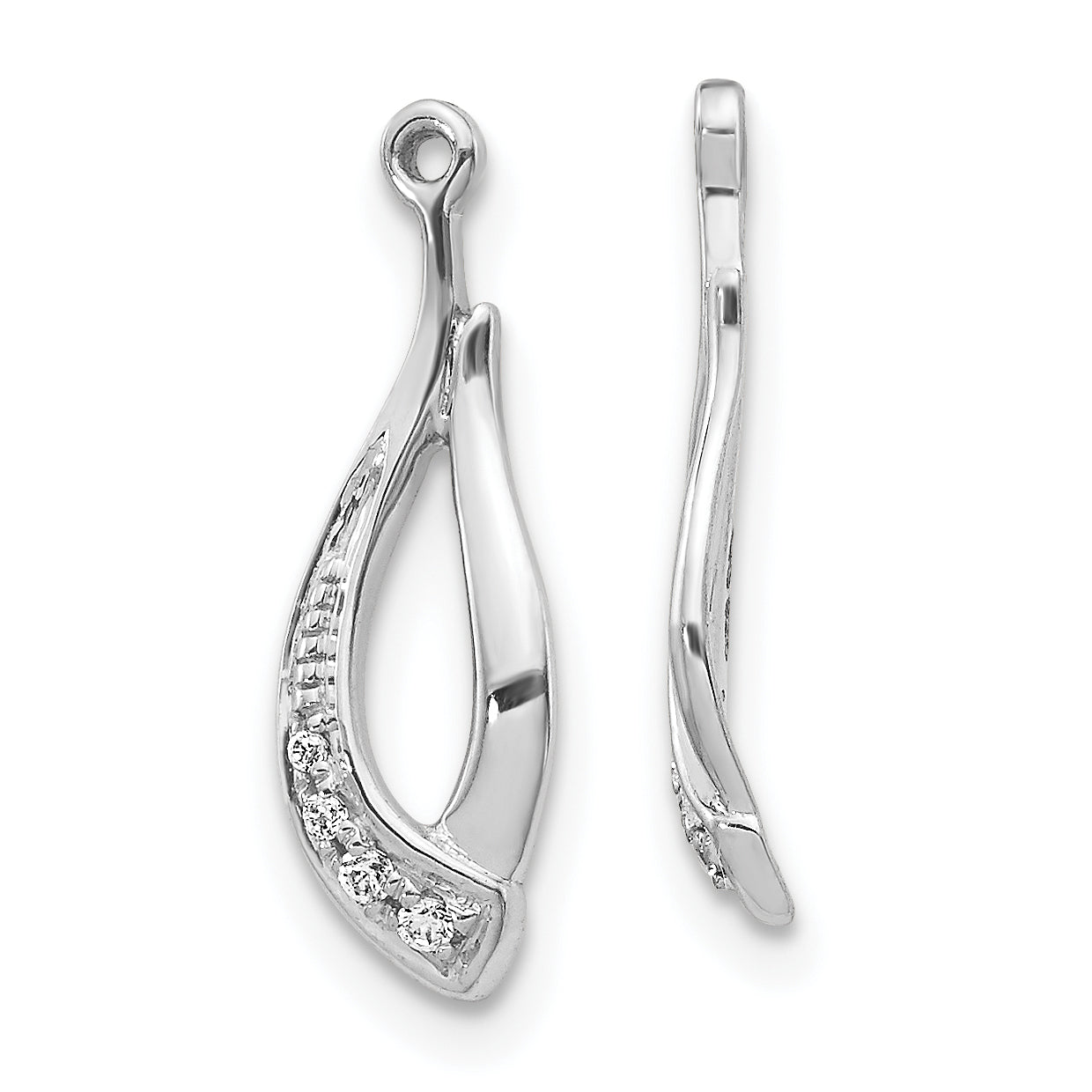 10k White Gold Twisted Teardrop Diamond Earring Jackets