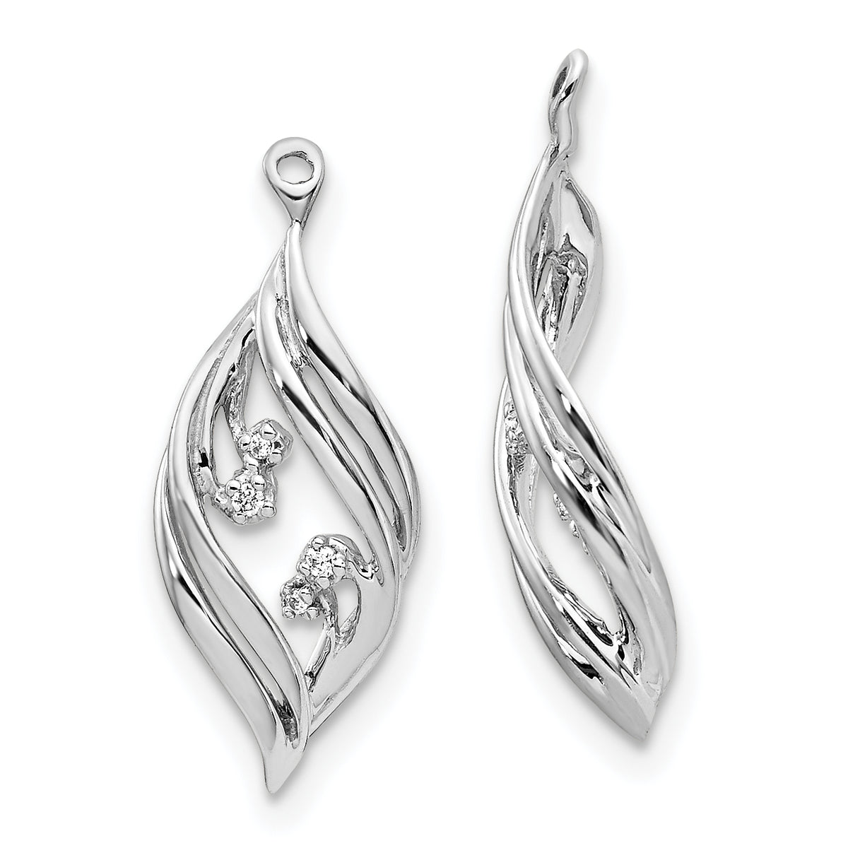 14K White Gold Lab Grown Diamond Twisted Earring Jackets