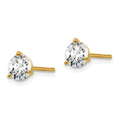 14k 1 1/4 carat total weight Round VS/SI DEF Lab Grown Diamond 3 Prong Stud Post Earrings