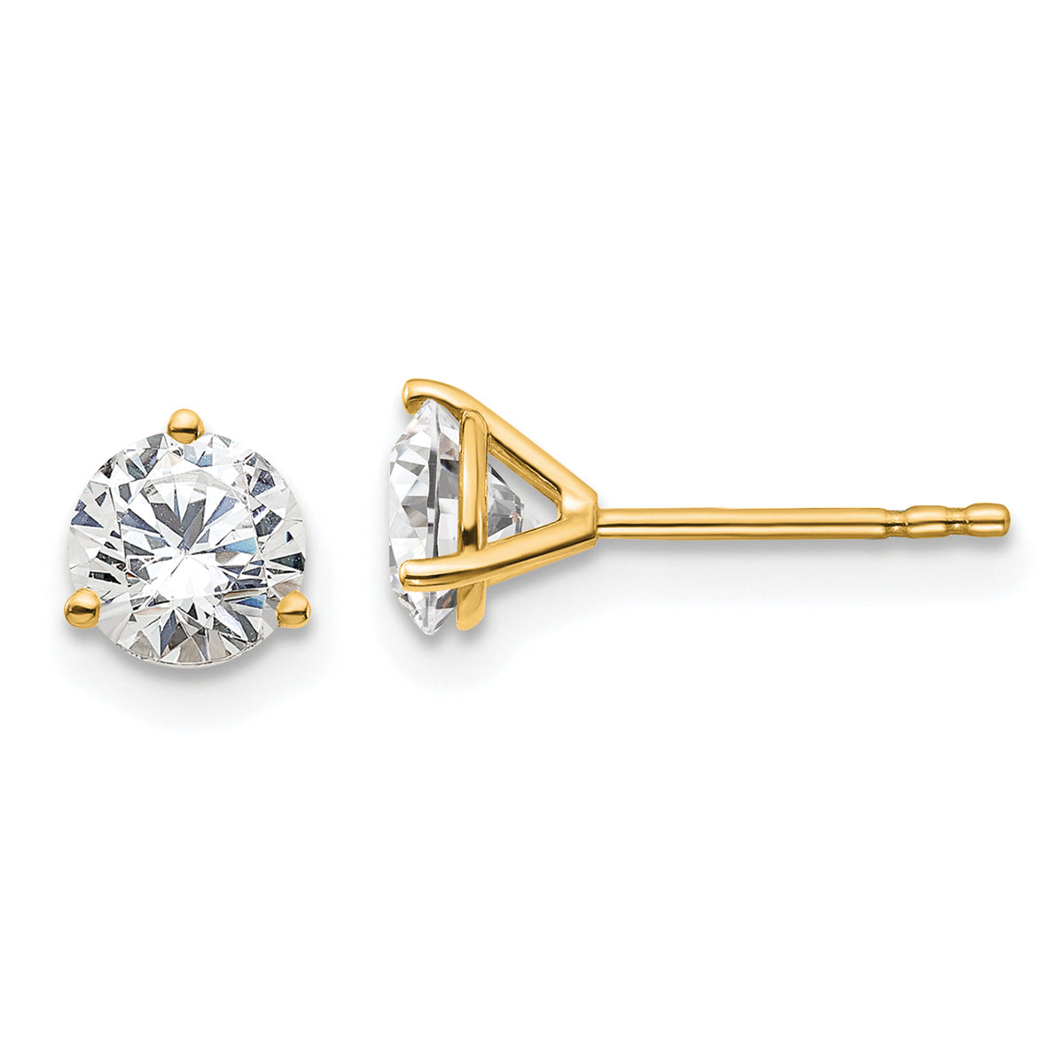 14k 1 1/4 carat total weight Round VS/SI DEF Lab Grown Diamond 3 Prong Stud Post Earrings