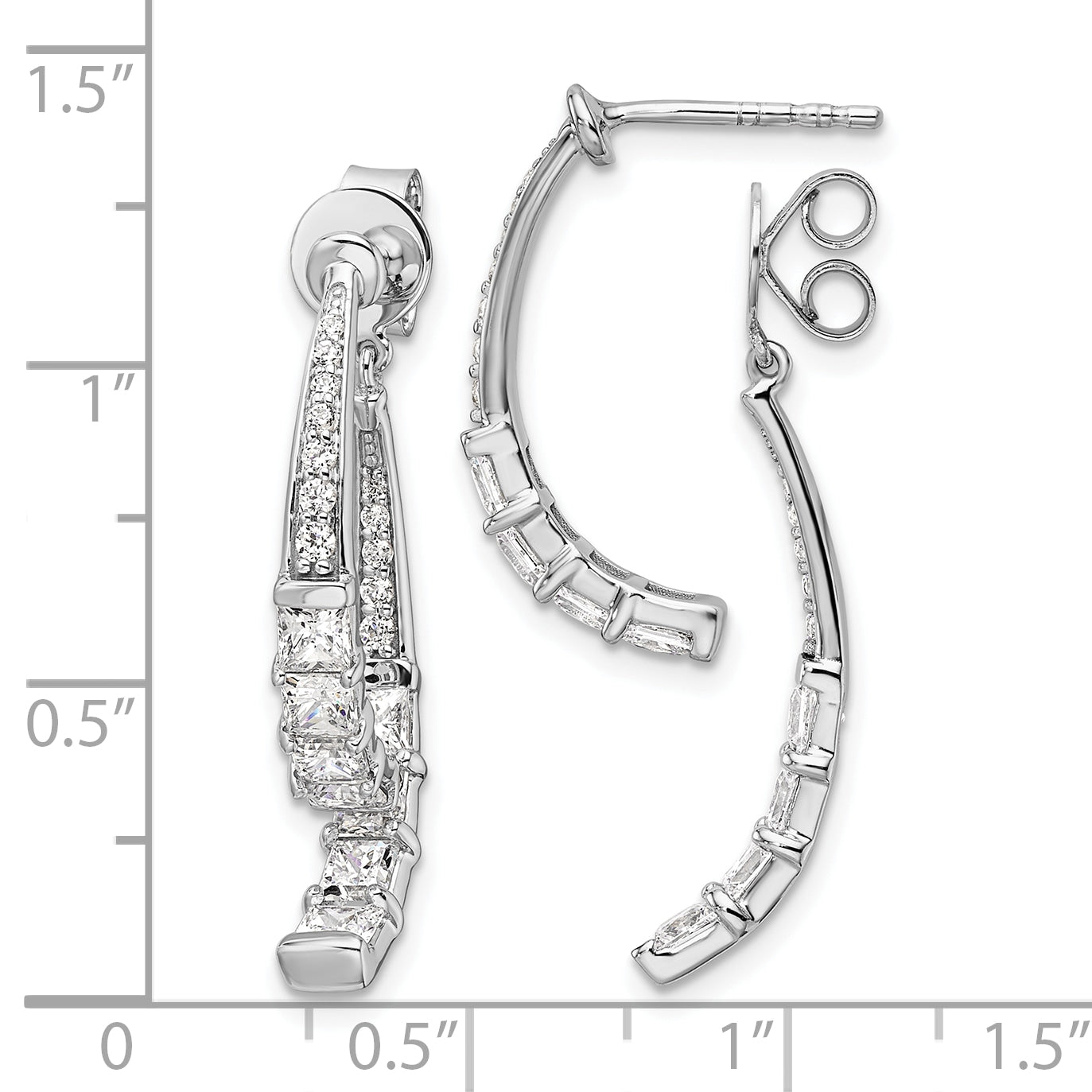 14K White Gold Lab Grown Diamond Front/Back Post Dangle Earrings