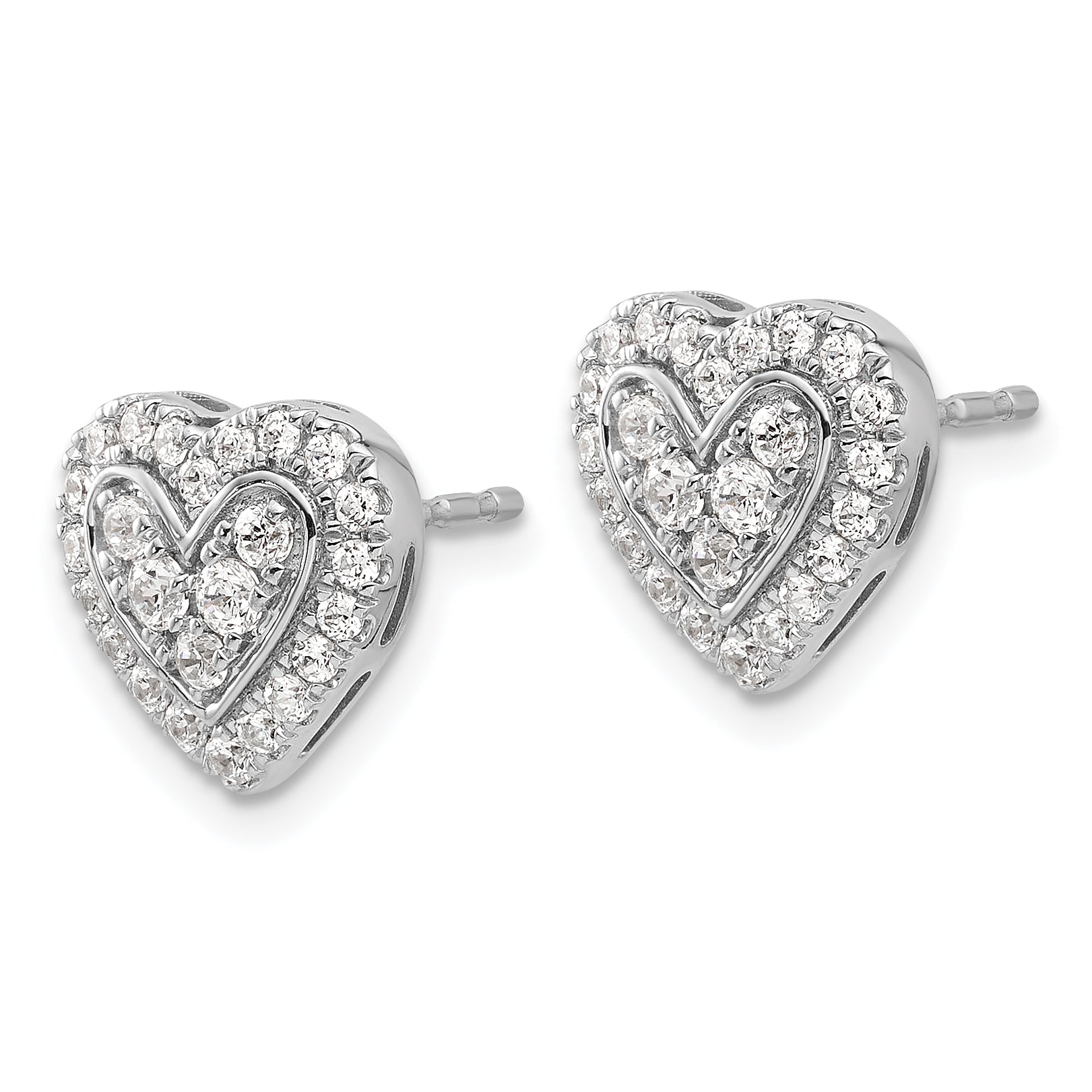 14K White Gold Lab Grown Diamond VS/SI GH, Halo Heart Post Earrings