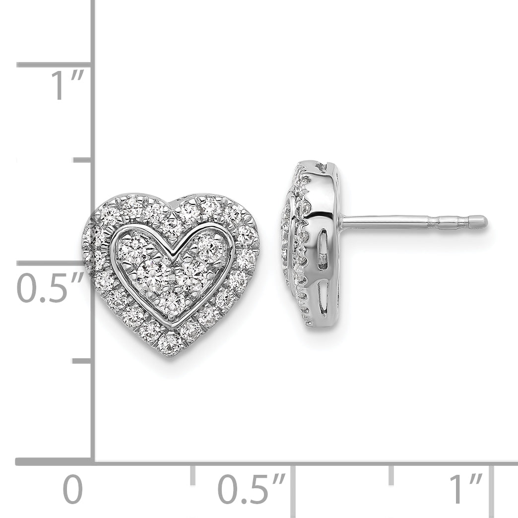 14K White Gold Lab Grown Diamond VS/SI GH, Halo Heart Post Earrings