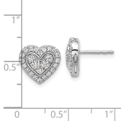 14K White Gold Lab Grown Diamond VS/SI GH, Halo Heart Post Earrings