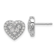 14K White Gold Lab Grown Diamond VS/SI GH, Halo Heart Post Earrings