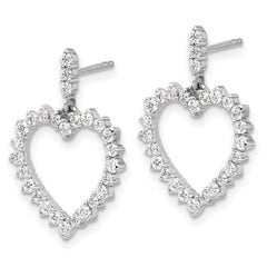 14K White Gold Lab Grown Diamond Open Heart Post Dangle Earrings