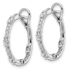 14K White Gold Lab Grown Diamond VS/SI GH, In/Out Hoop Earrings