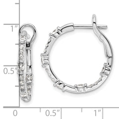 14K White Gold Lab Grown Diamond VS/SI GH, In/Out Hoop Earrings