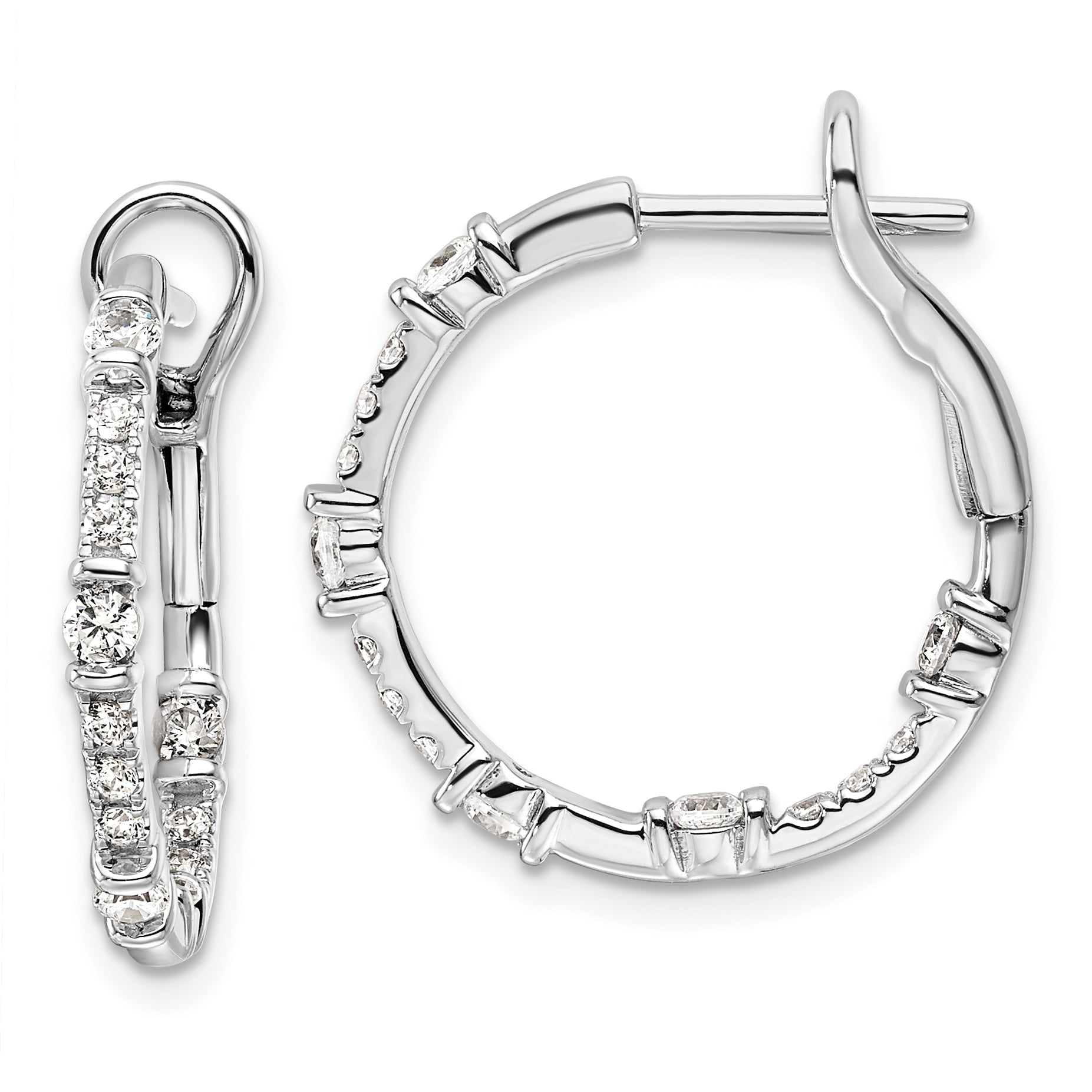 14K White Gold Lab Grown Diamond VS/SI GH, In/Out Hoop Earrings