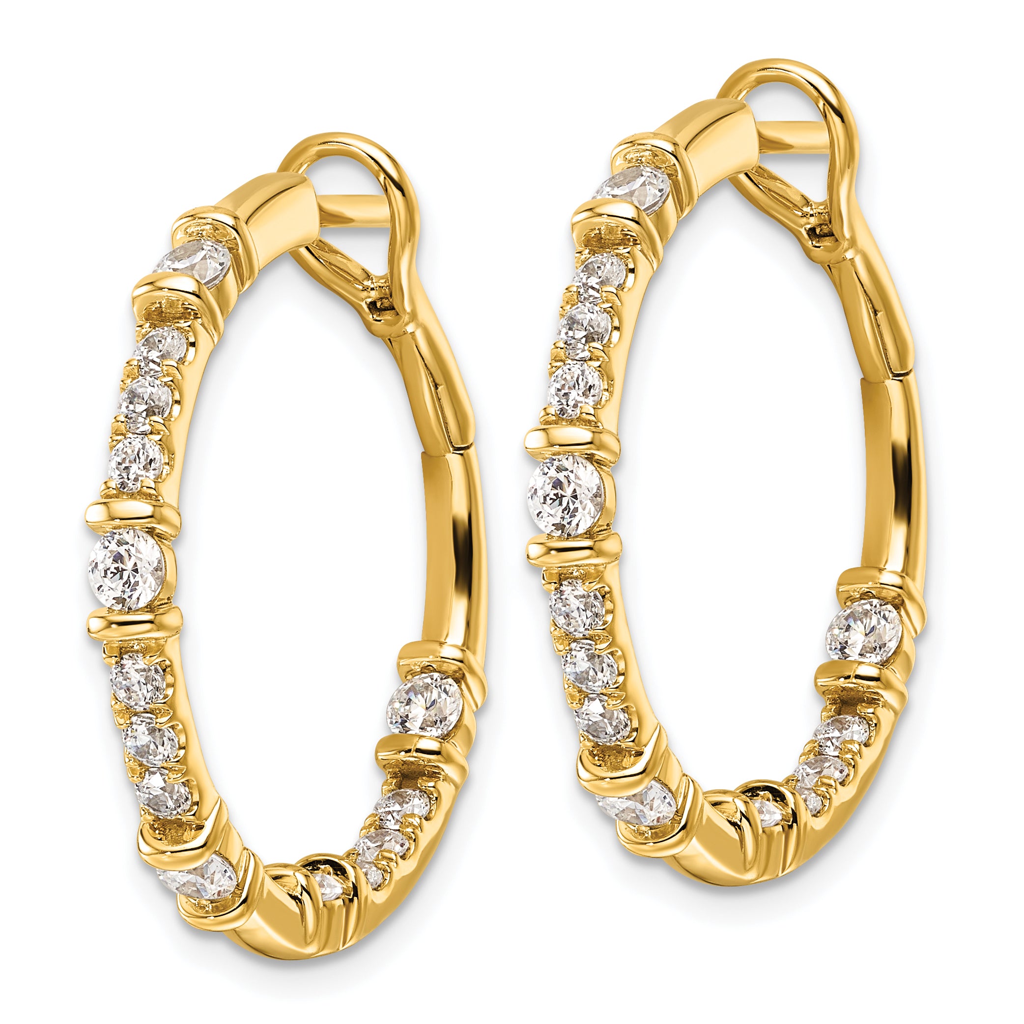 14K Lab Grown Diamond VS/SI GH, In/Out Hoop Earrings