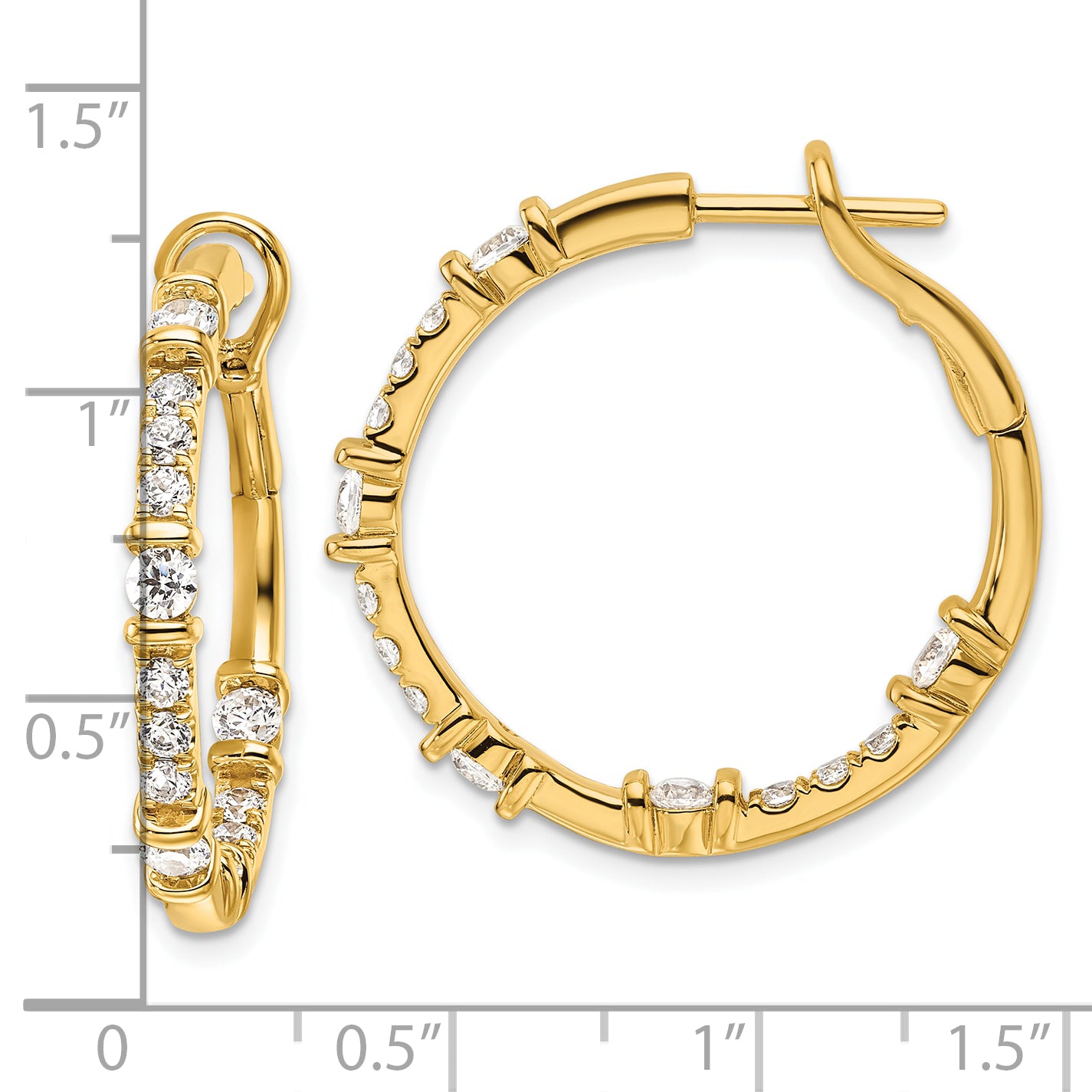 14K Lab Grown Diamond VS/SI GH, In/Out Hoop Earrings