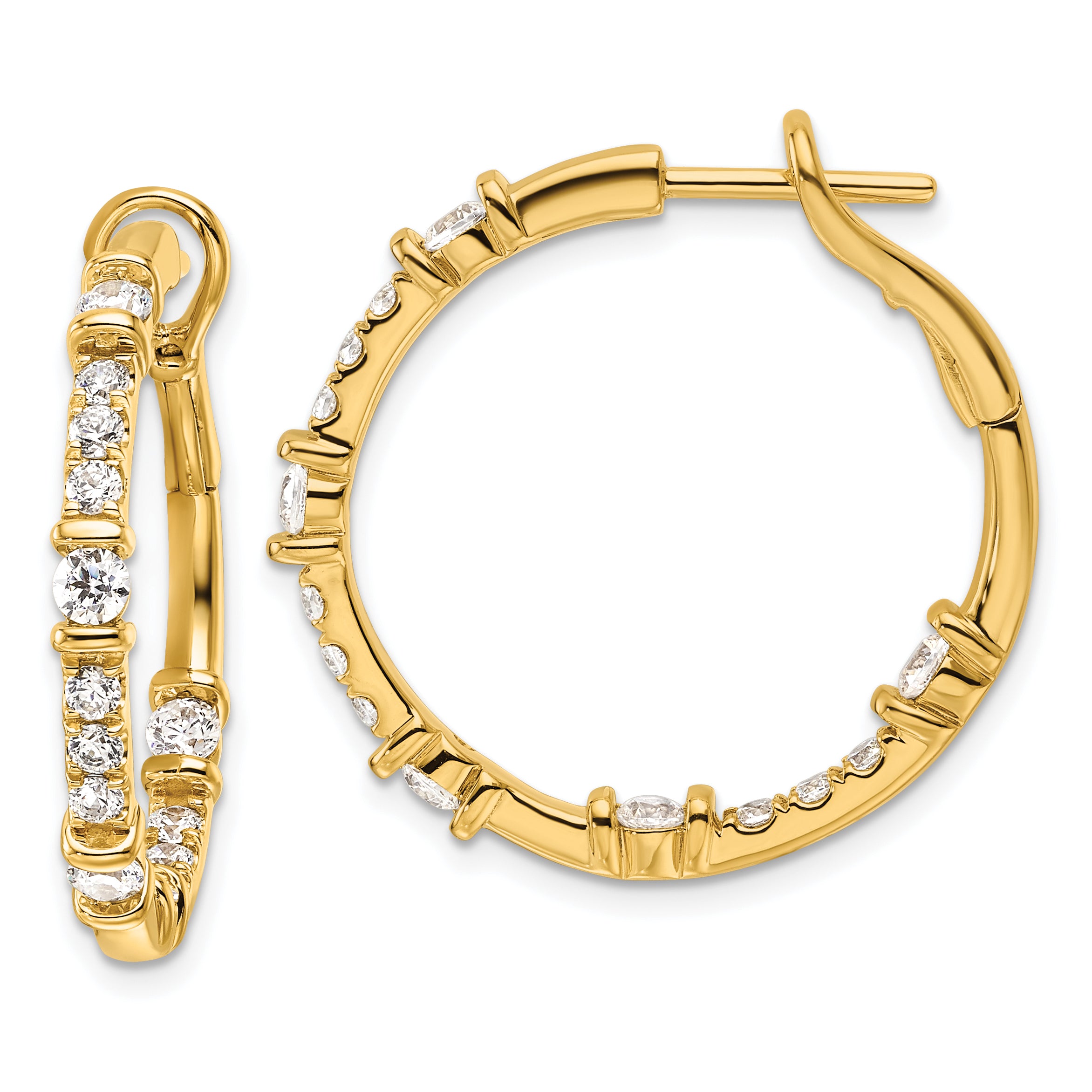 14K Lab Grown Diamond VS/SI GH, In/Out Hoop Earrings