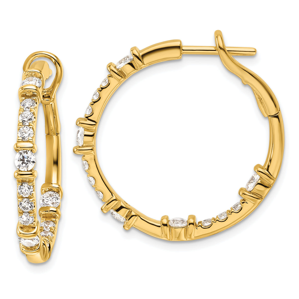 14K Lab Grown Diamond VS/SI GH, In/Out Hoop Earrings