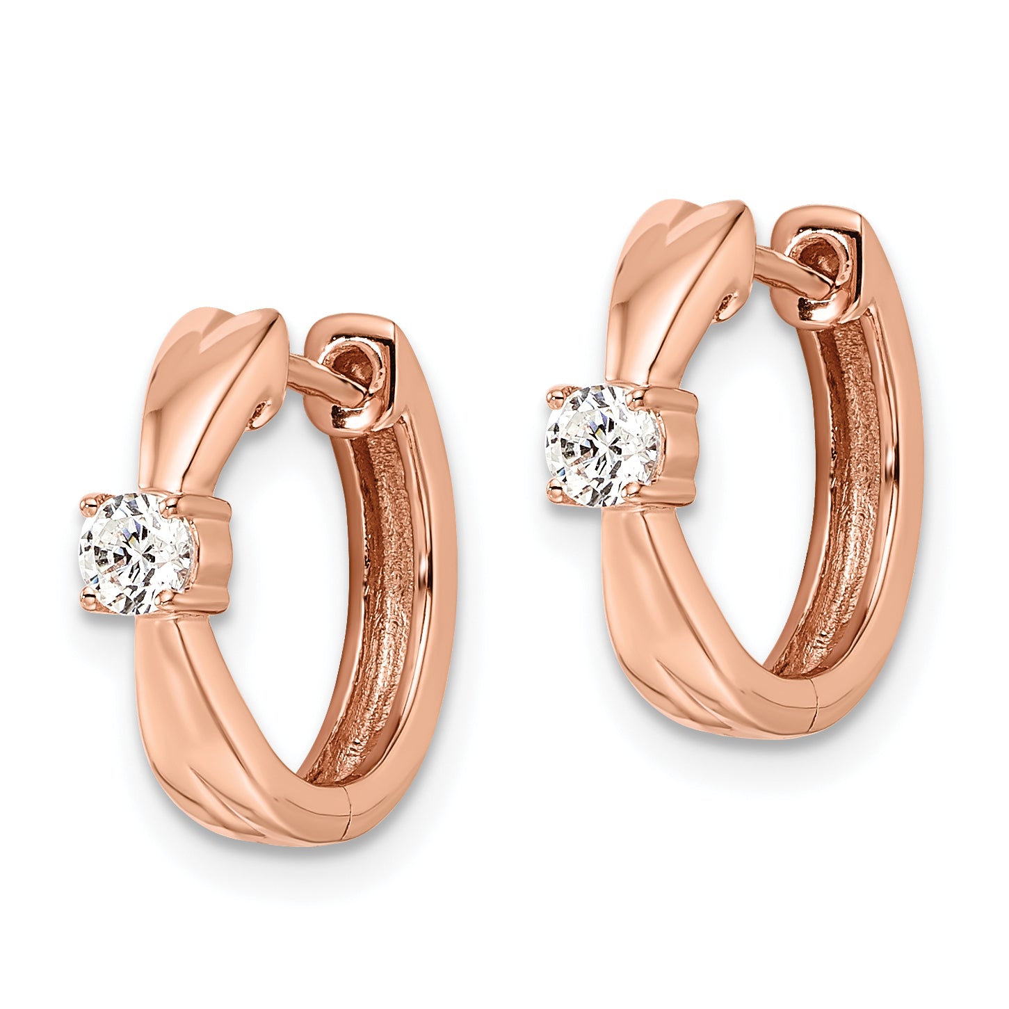 14K Rose Gold Lab Grown Diamond VS/SI GH, Hinged Hoops