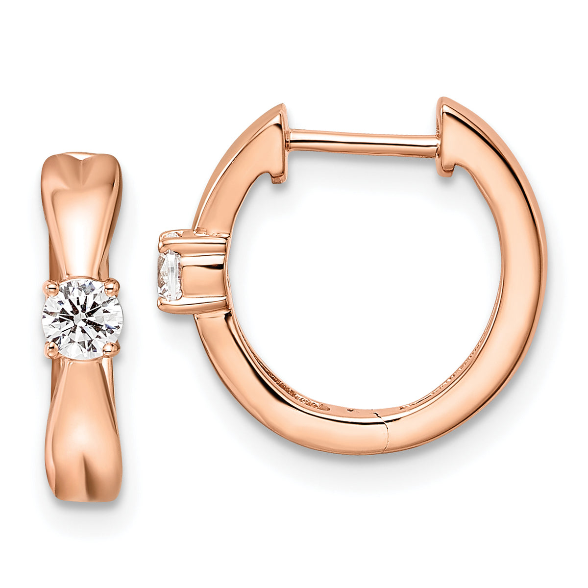 14K Rose Gold Lab Grown Diamond VS/SI GH, Hinged Hoops