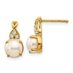 10k FWC Pearl and Diamond Earrings