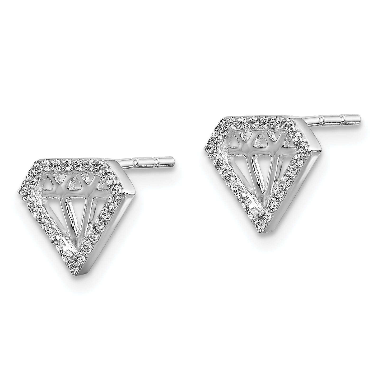 10k White Gold Diamond Gemstone-Shaped Earrings