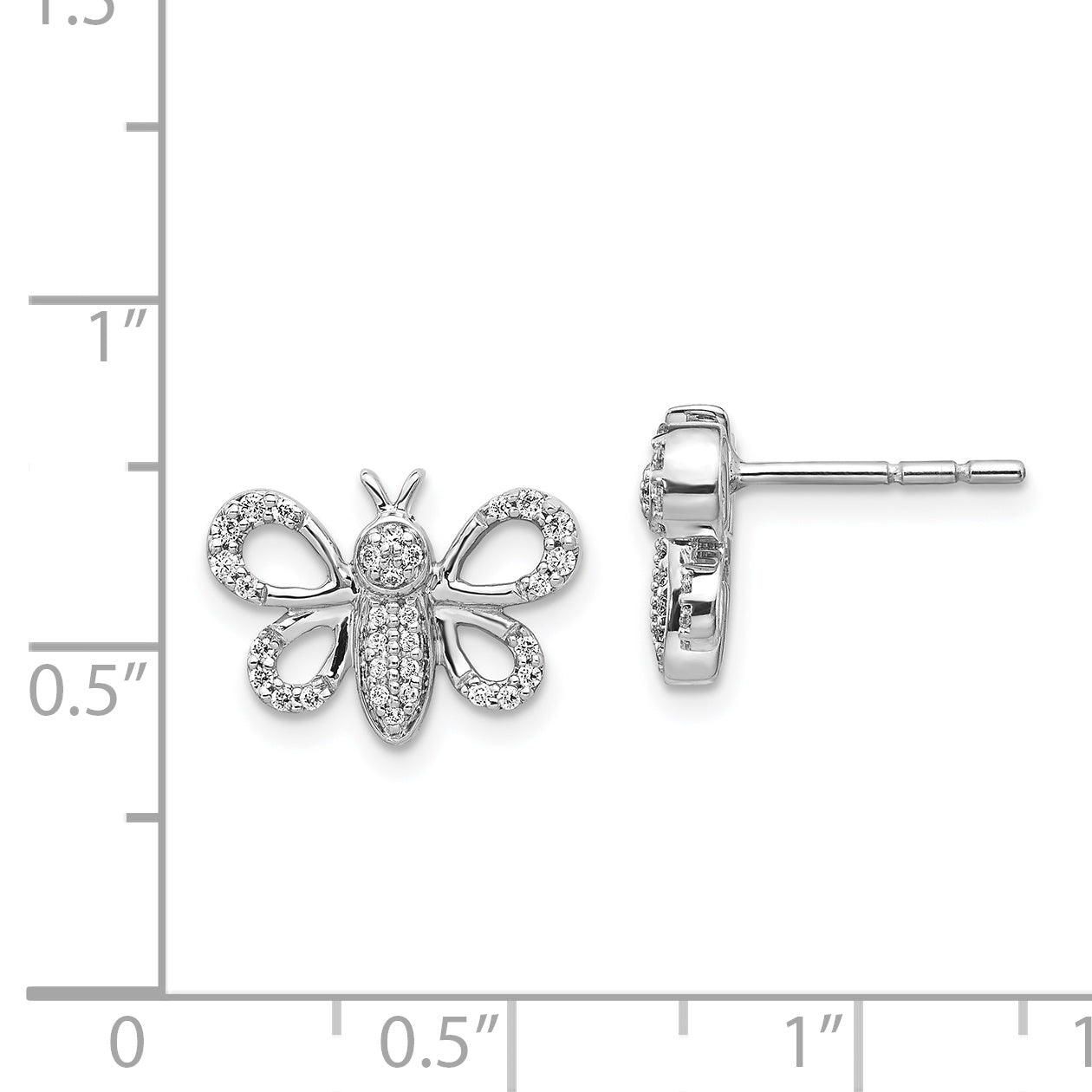 14k White Gold Diamond Bee Earrings