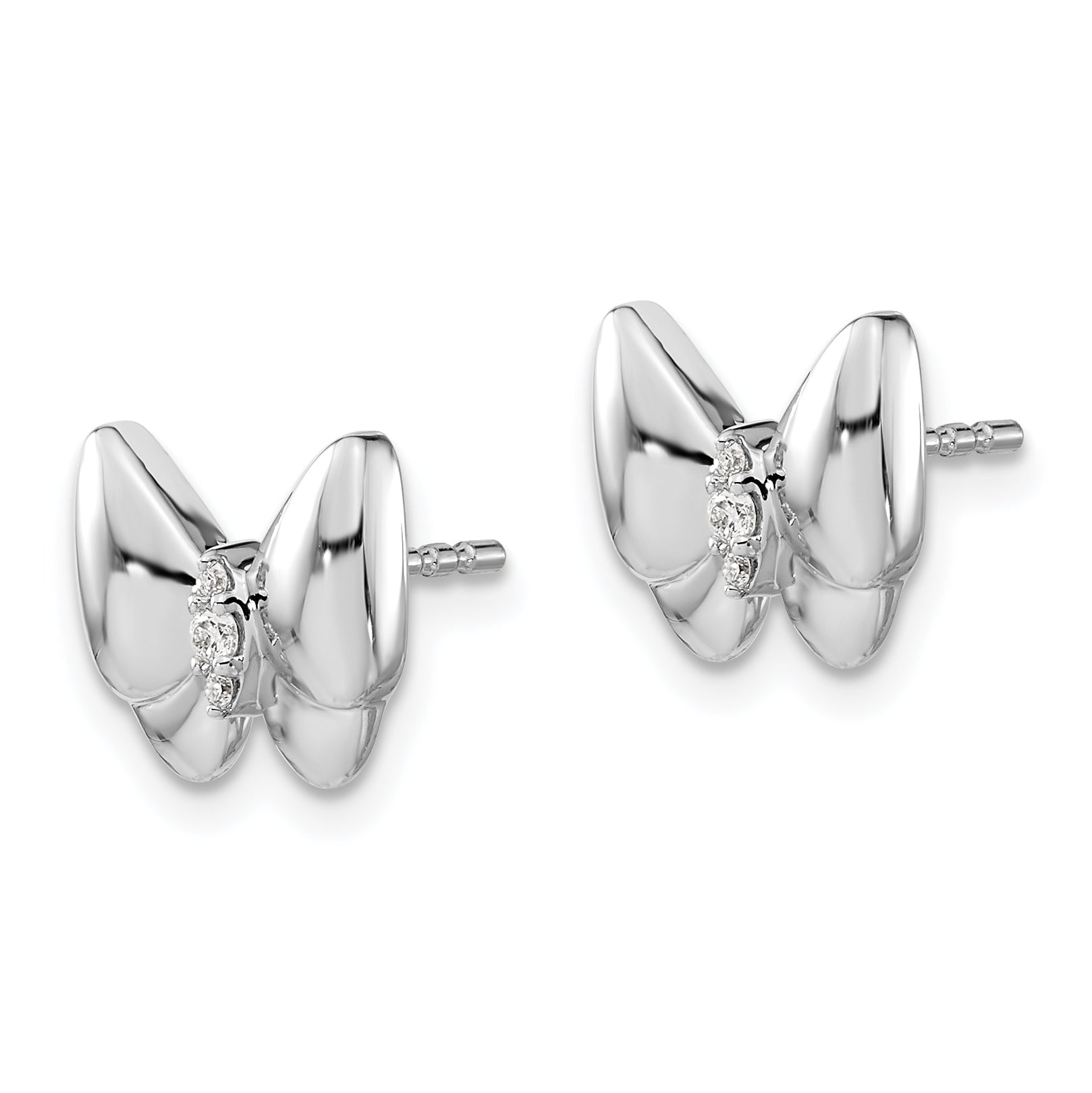 14k White Gold Diamond Butterfly Earrings