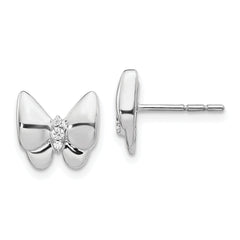 14k White Gold Diamond Butterfly Earrings