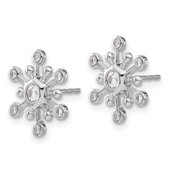 14k White Gold Diamond Snowflake Earrings