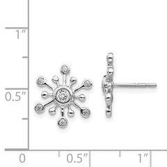 14k White Gold Diamond Snowflake Earrings