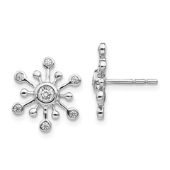 14k White Gold Diamond Snowflake Earrings