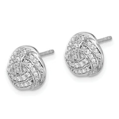 14K White Gold Lab Grown Diamond Love Knot Earrings