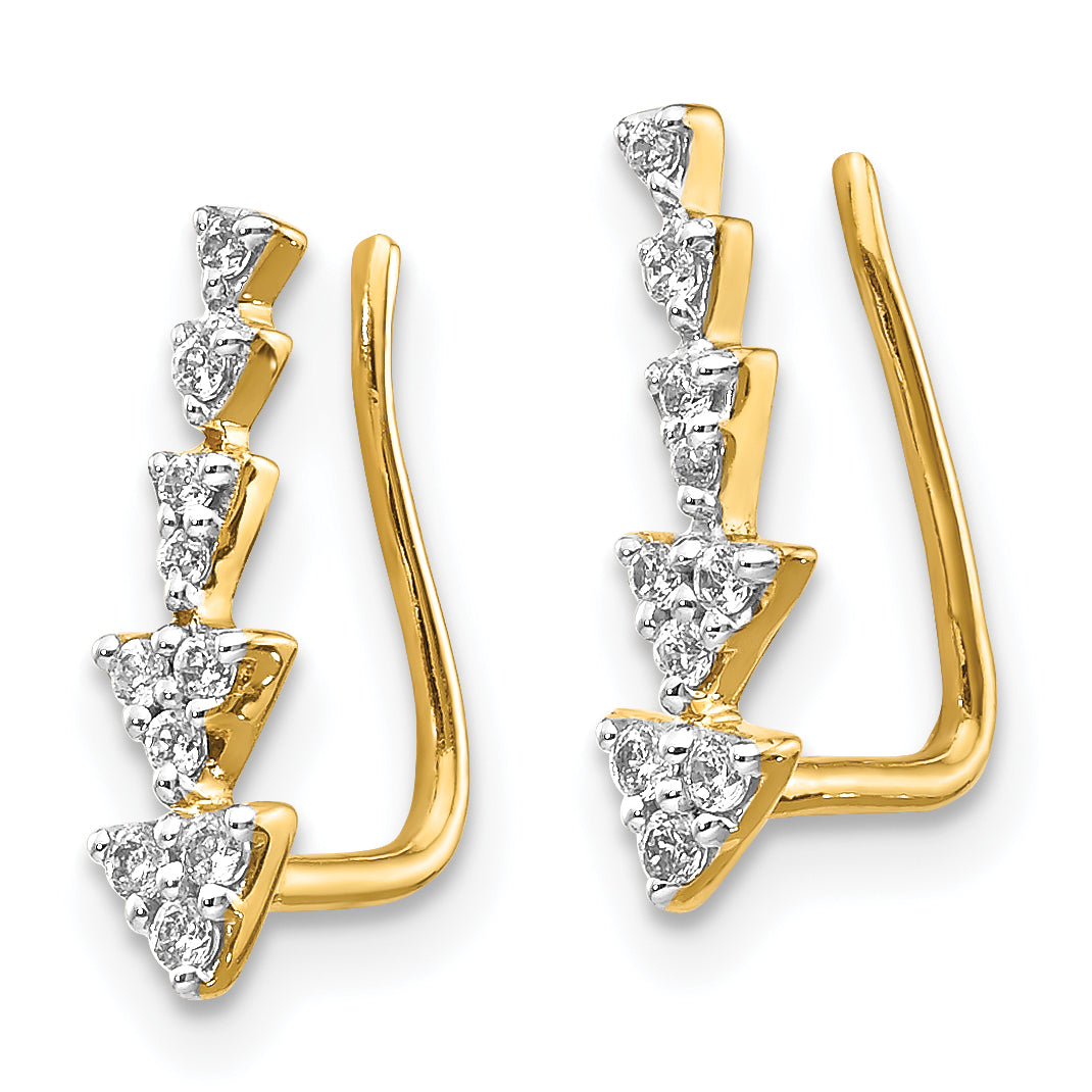 10k Diamond Ear Climber Earrings