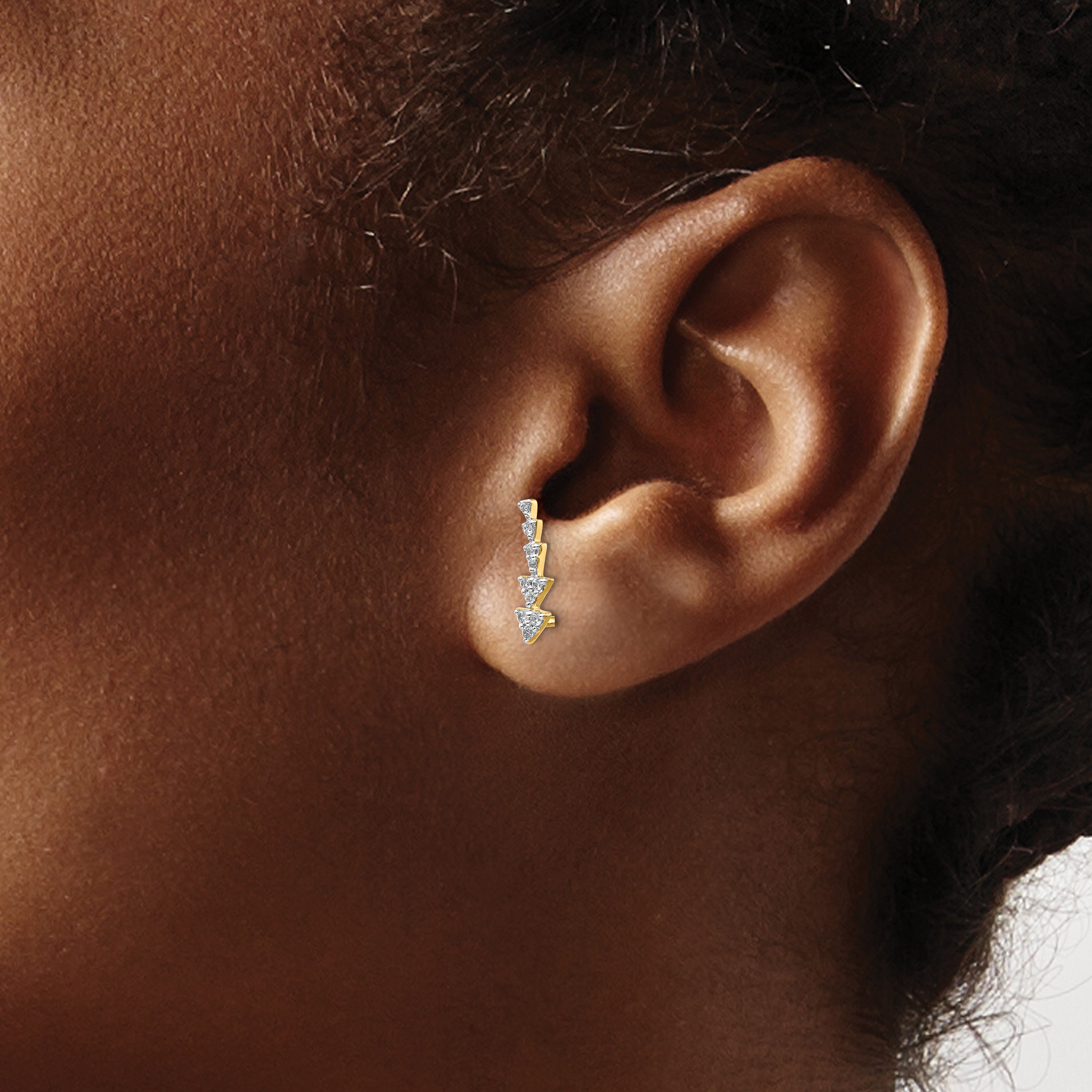 10k Diamond Ear Climber Earrings