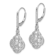 14K White Gold Lab Grown Diamond Fancy Leverback Earrings