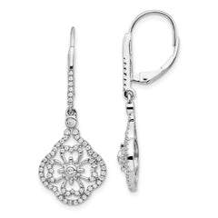 14K White Gold Lab Grown Diamond Fancy Leverback Earrings