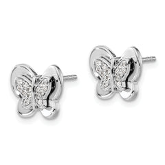 14k White Gold Diamond Butterfly Earrings