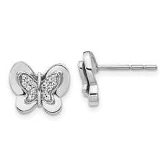 14k White Gold Diamond Butterfly Earrings