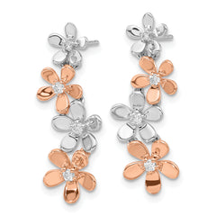 14k Rose and White Gold Diamond Earrings