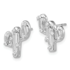 14k White Gold Diamond Cactus Earrings