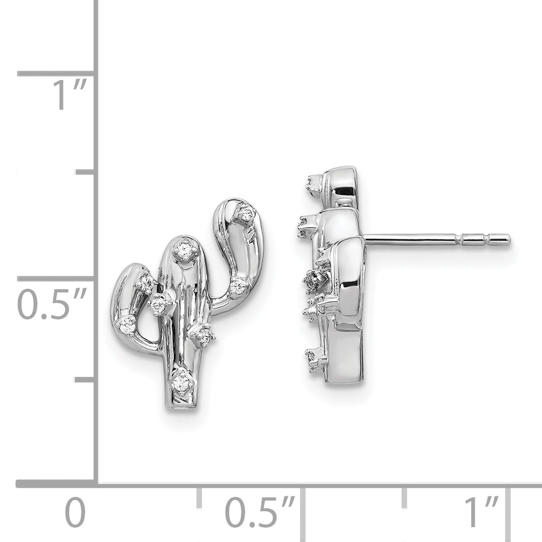 14k White Gold Diamond Cactus Earrings