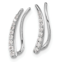 10k White Gold Diamond Ear Climber Earrings