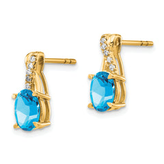 10k Blue Topaz and Diamond Earrings