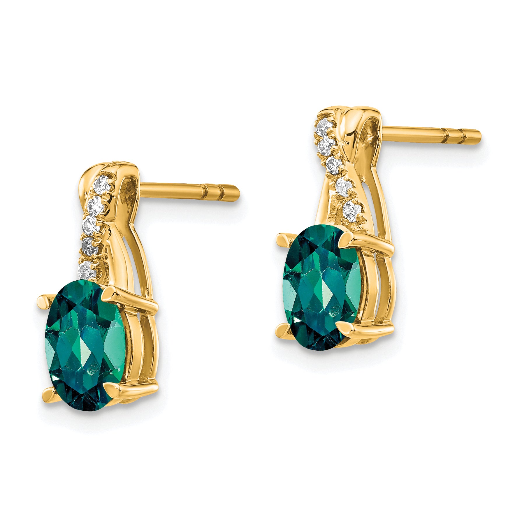 10k Created Alexandrite and Diamond Earrings