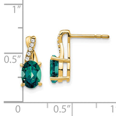 10k Created Alexandrite and Diamond Earrings