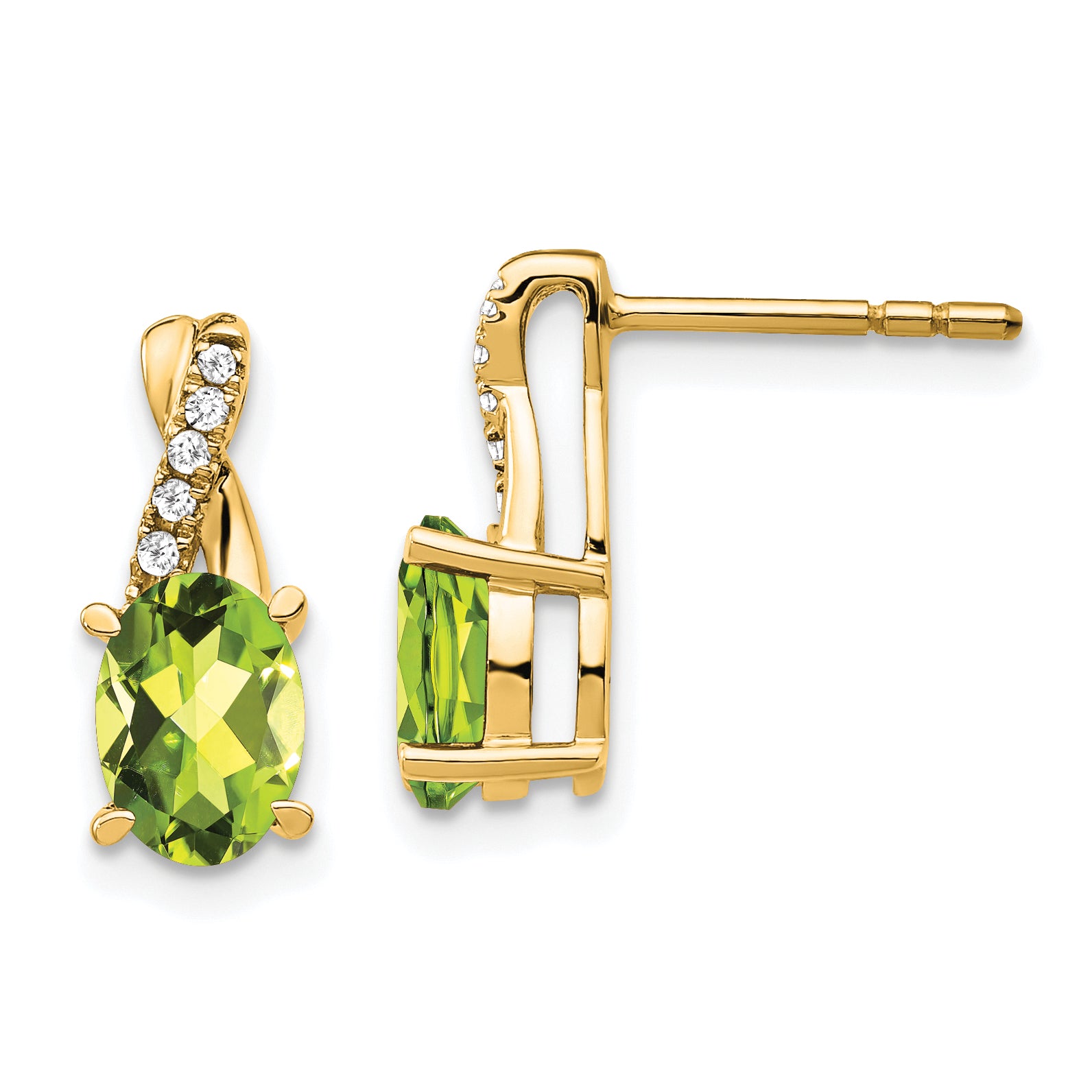 10k Peridot and Diamond Earrings