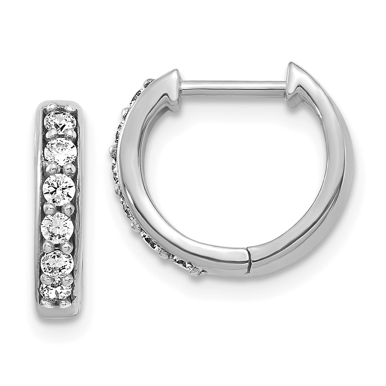 14K White Gold Lab Grown Diamond VS/SI GH, Hinged Hoop Earrings